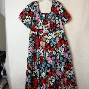 Old Navy dress‎ Womens 2XL  Maxi Floral Cottagecore Boho Romantic short sleeve
